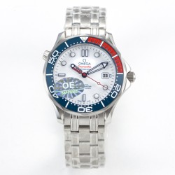  Omega-Seamaster Commander 007 41MM SS/SS White URF MY8205 Mod