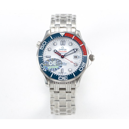  Omega-Seamaster Commander 007 41MM SS/SS White URF MY8205 Mod