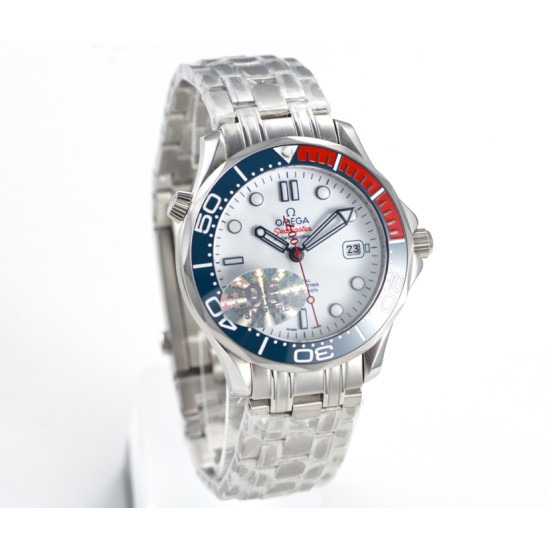 Omega-Seamaster Commander 007 41MM SS/SS White URF MY8205 Mod