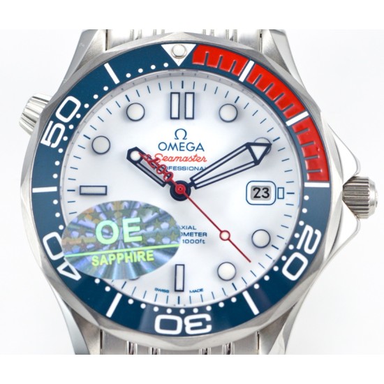  Omega-Seamaster Commander 007 41MM SS/SS White URF MY8205 Mod