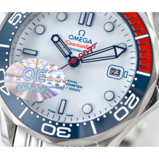  Omega-Seamaster Commander 007 41MM SS/SS White URF MY8205 Mod