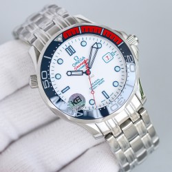  Omega-Seamaster 300m James Bond 007 2019 42mm SS/SS White Dial k6F A8806