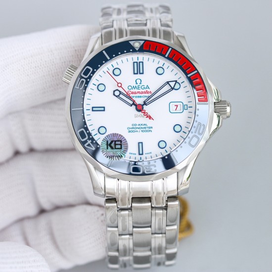  Omega-Seamaster 300m James Bond 007 2019 42mm SS/SS White Dial k6F A8806