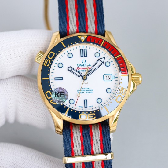  Omega-Seamaster Commander 007 42MM YG/NY White Dial OMF A2507