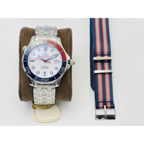  Omega-Seamaster 300m James Bond 007 2019 42mm SS/SS White Dial OMF A8806