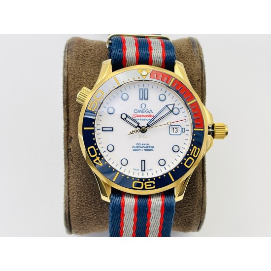  Omega-Seamaster Commander 007 42MM YG/NY White Dial OMF A2507