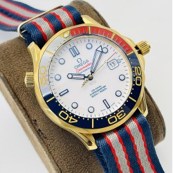  Omega-Seamaster Commander 007 42MM YG/NY White Dial OMF A2507