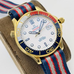  Omega-Seamaster Commander 007 42MM YG/NY White Dial OMF A2507