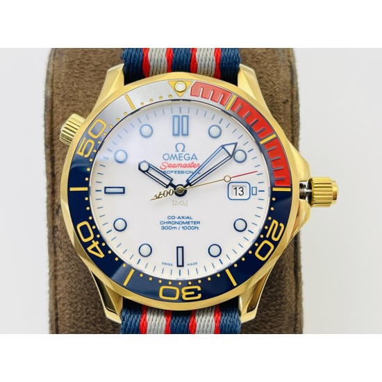  Omega-Seamaster Commander 007 42MM YG/NY White Dial OMF A2507