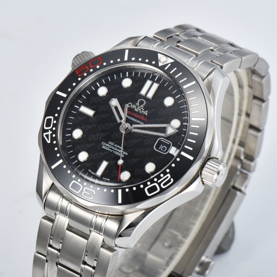  Omega-Seamaster 300m 007 50th 42MM SS/SS Black Dial OMF A2824