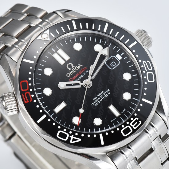  Omega-Seamaster 300m 007 50th 42MM SS/SS Black Dial OMF A2824