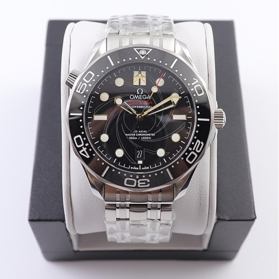  Omega-Seamaster 300m 007 50th 42MM SS/SS Black Dial OMF A2824