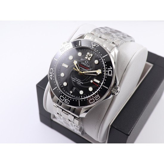  Omega-Seamaster 300m 007 50th 42MM SS/SS Black Dial OMF A2824