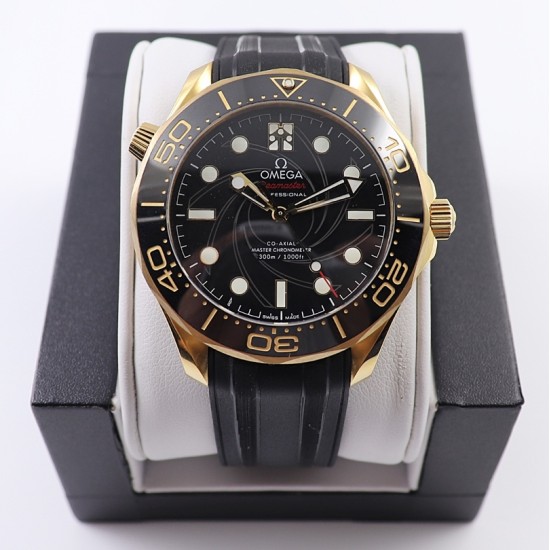  Omega-Seamaster 300m 007 50th 42MM YG/RU Black Dial OMF A2824