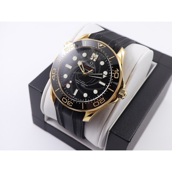  Omega-Seamaster 300m 007 50th 42MM YG/RU Black Dial OMF A2824
