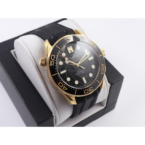  Omega-Seamaster 300m 007 50th 42MM YG/RU Black Dial OMF A2824
