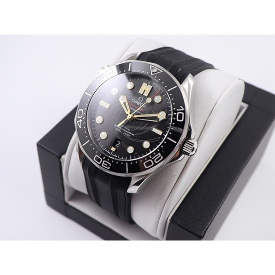  Omega-Seamaster 300m 007 50th 42MM SS/RU Black Dial OMF A2824
