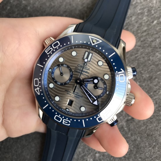  Omega-Seamaster 300m Chrono 44MM SS/RU Grey Textured Diaml UMF Asia 9900