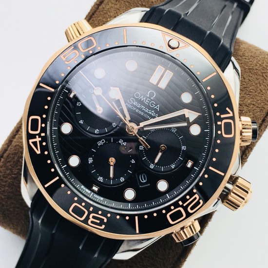  Omega-Seamaster 300M Chronograph 44mm SS/RG/RU Black Dial TWF A9900