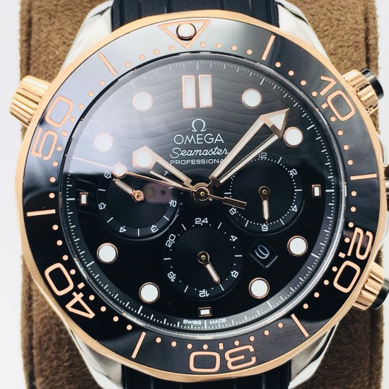  Omega-Seamaster 300M Chronograph 44mm SS/RG/RU Black Dial TWF A9900