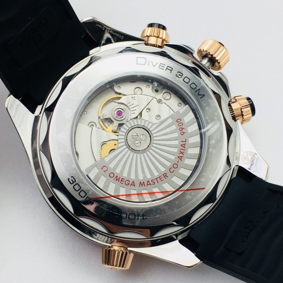 Omega-Seamaster 300M Chronograph 44mm SS/RG/RU Black Dial TWF A9900