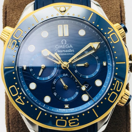  Omega-Seamaster 300M Chronograph 44mm SS/YG/RU Blue Dial TWF A9900