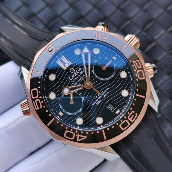  Omega-Seamaster 300m Chronograph 44mm SS/RG/RU Black Dial GDF A9900