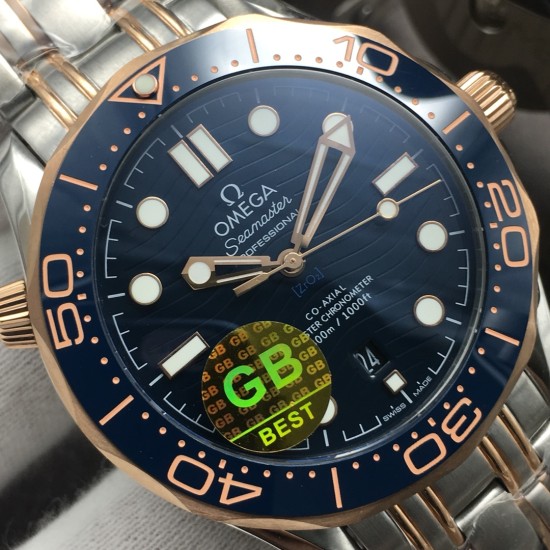  Omega-Seamaster 300m 42mm SS/RG/SS Blue Dial GBF A8800
