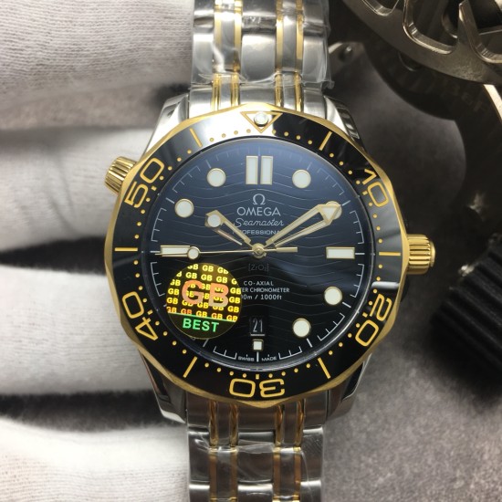  Omega-Seamaster 300m 42mm SS/YG/SS Black Dial GBF A8800