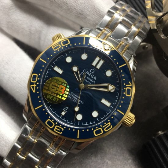  Omega-Seamaster 300m 42mm SS/YG/SS Blue Dial GBF A8800