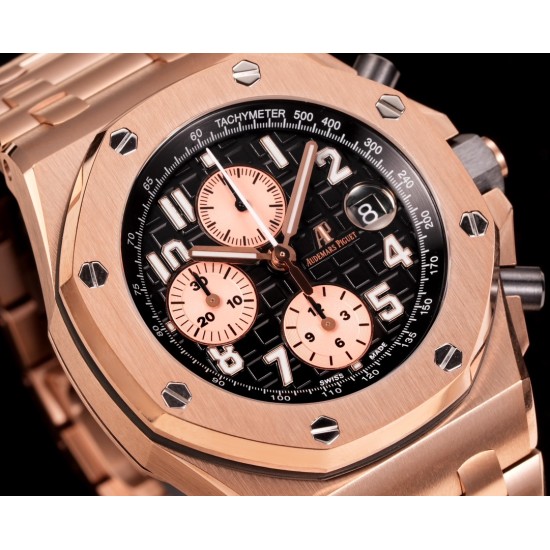 Audemars Piguet-Royal Oak Offshore 26470OR 42mm RG/RG Black Dial TKF A7750