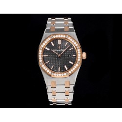 Audemars Piguet-Royal Oak Ladies 33mm 67651 Dia RG/SS Black TKF Swiss Qtz