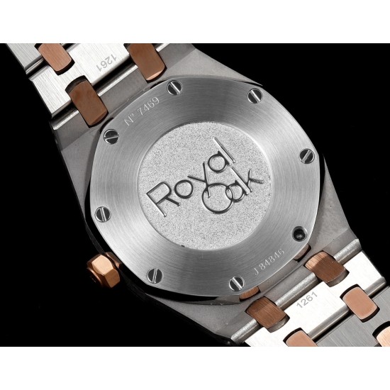 Audemars Piguet-Royal Oak Ladies 33mm 67651 Dia RG/SS Black TKF Swiss Qtz