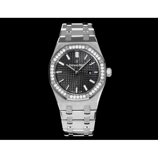 Audemars Piguet-Royal Oak Ladies 67651 33mm Dia SS/SS Black TKF Swiss Qtz