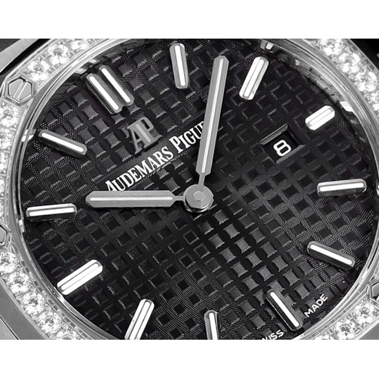 Audemars Piguet-Royal Oak Ladies 67651 33mm Dia SS/SS Black TKF Swiss Qtz