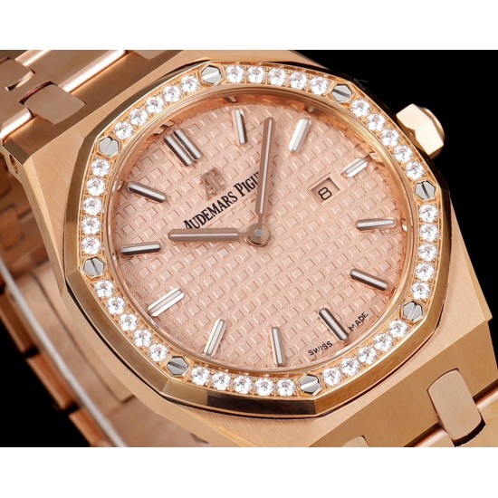 Audemars Piguet-Royal Oak Ladies 67651 33mm Dia RG/RG Rose Gold TKF Swiss Qtz
