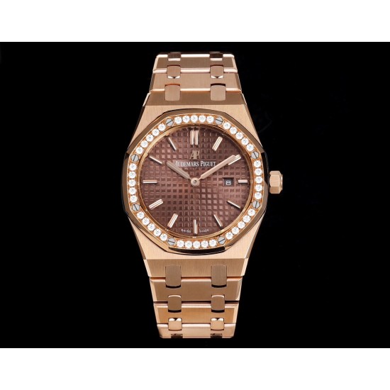 Audemars Piguet-Royal Oak Ladies 67651 33mm Dia RG/RG Brown TKF Swiss Qtz