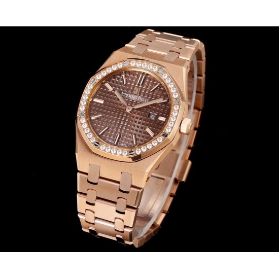 Audemars Piguet-Royal Oak Ladies 67651 33mm Dia RG/RG Brown TKF Swiss Qtz