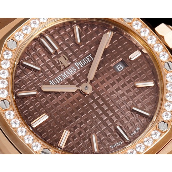 Audemars Piguet-Royal Oak Ladies 67651 33mm Dia RG/RG Brown TKF Swiss Qtz