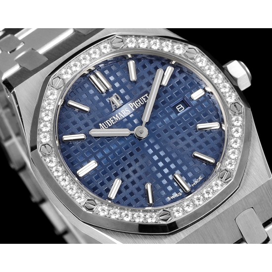 Audemars Piguet-Royal Oak Ladies 67651 33mm Dia SS/SS Blue TKF Swiss Qtz