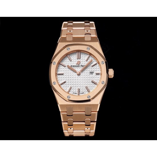 Audemars Piguet-Royal Oak Ladies 67650 33mm RG/RG White TKF Swiss Qtz