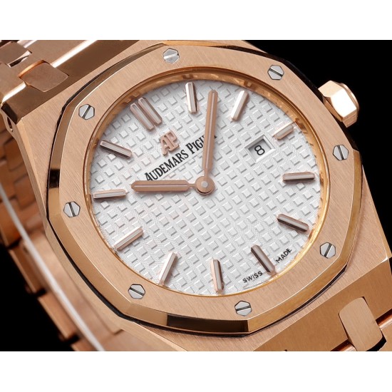 Audemars Piguet-Royal Oak Ladies 67650 33mm RG/RG White TKF Swiss Qtz
