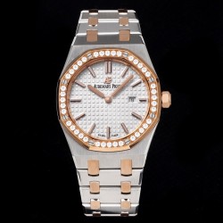 Audemars Piguet-Royal Oak Ladies 33mm 67651 Dia RG/SS White TKF Swiss Qtz