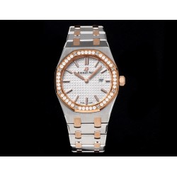 Audemars Piguet-Royal Oak Ladies 33mm 67651 Dia RG/SS White TKF Swiss Qtz