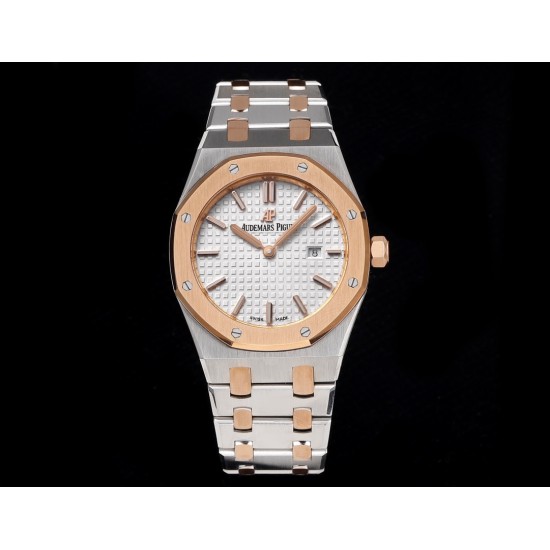 Audemars Piguet-Royal Oak Ladies 67650 33mm RG/SS White TKF Swiss Qtz