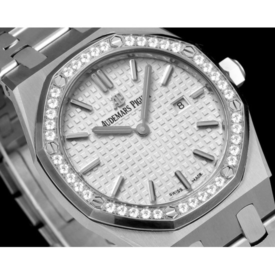 Audemars Piguet-Royal Oak Ladies 67651 33mm Dia SS/SS White TKF Swiss Qtz