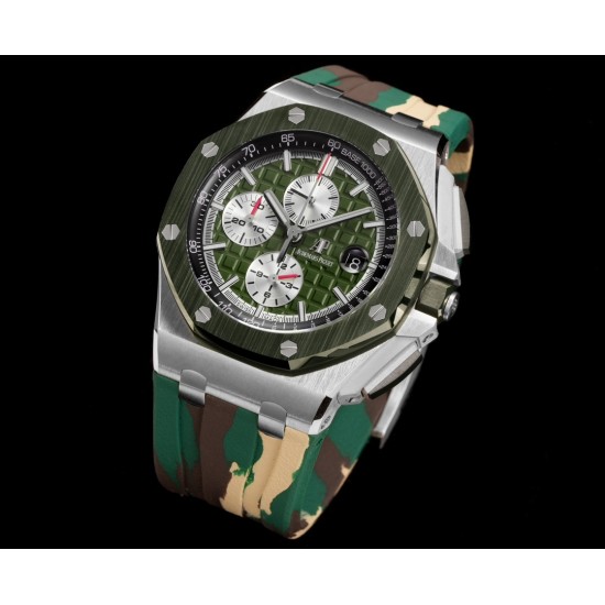 Audemars Piguet-Royal Oak Offshore 26400SO Camouflage 44mm SS/RU Green Dial TKF A7750