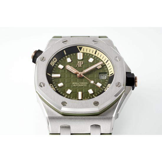 Audemars Piguet-Royal Oak Offshore Diver 15720 42mm SS/RU Green/Stk APS A4308 Super Clone