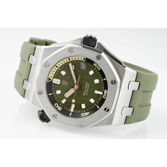 Audemars Piguet-Royal Oak Offshore Diver 15720 42mm SS/RU Green/Stk APS A4308 Super Clone