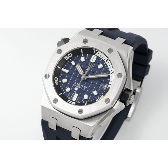 Audemars Piguet-Royal Oak Offshore Diver 15720 42mm SS/RU Blue/Stk APS A4308 Super Clone